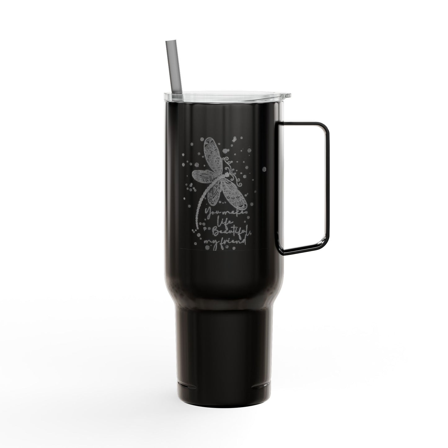 Engraved Dragonfly Insulated Tumbler, 40oz - Perfect For Gifts, Summer BBQs, and Outdoor Adventures