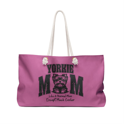Yorkie Mom Weekender Bag, Dog Lover Tote, Pet Travel Bag, Stylish Overnight Bag, Gift for Dog Moms, Animal Lover Accessories