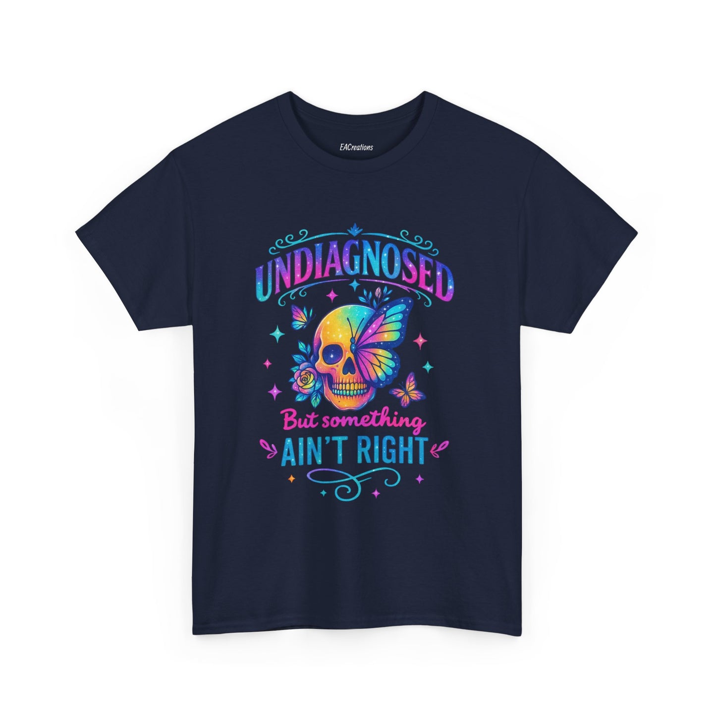 Colorful Undiagnosed Heavy Cotton Tee, Funny T-Shirt, Unique Gift, Mental Health Awareness, Casual Daily Wear, Unisex Apparel