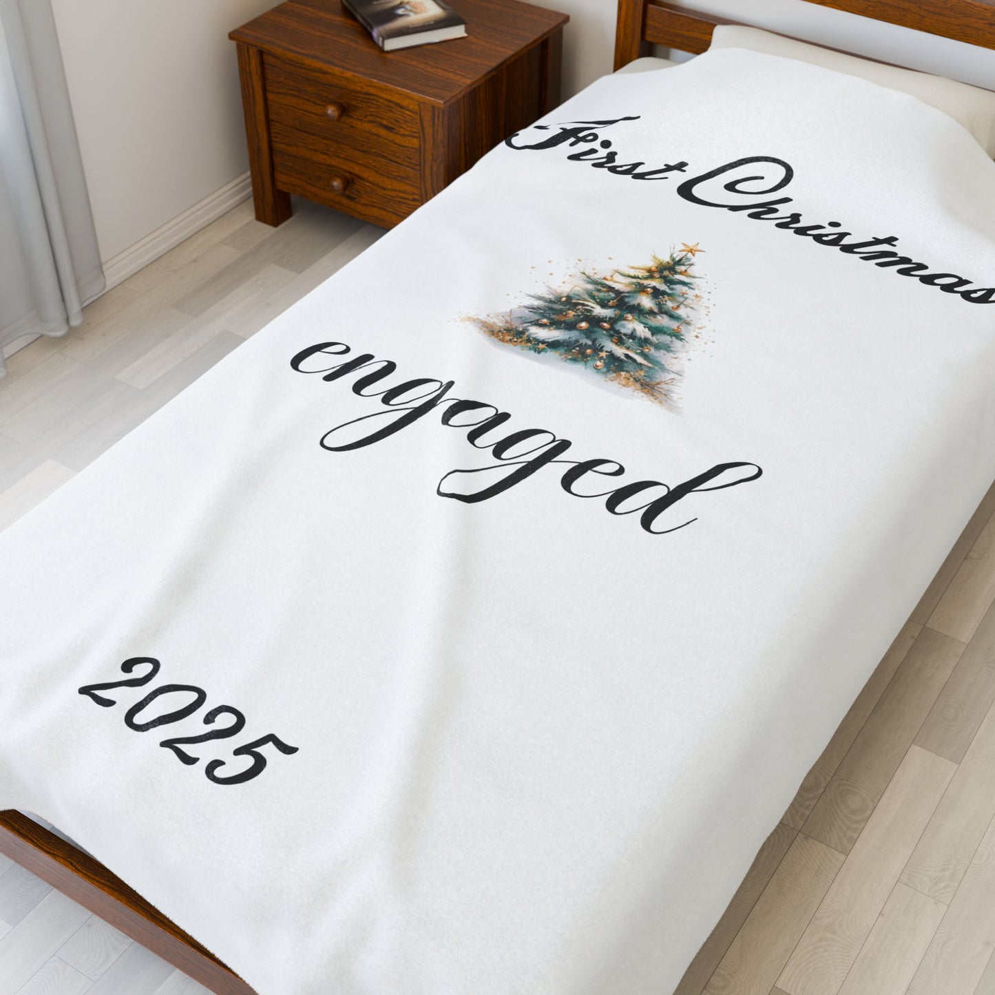 Engaged First Christmas Velveteen Plush Blanket, Cozy Wedding Gift, Personalized Holiday Decor, Soft Throw for Couples, Engagement [...]