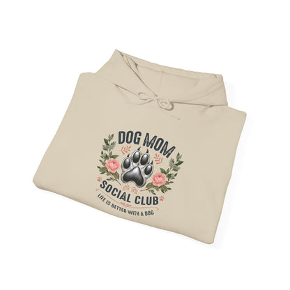 Dog Mom Social Club Hoodie, Casual Sweatshirt for Dog Lovers, Gift for Pet Owners, Cozy Hoodie for Dog Moms, Perfect Dog Lover Gift