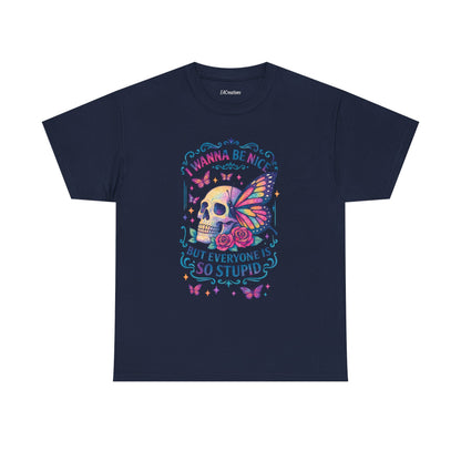 Colorful Skull & Butterfly Graphic Tee - Unique Gift for Halloween, Birthdays, Everyday Wear, Art Lovers, Funny Statement Shirt