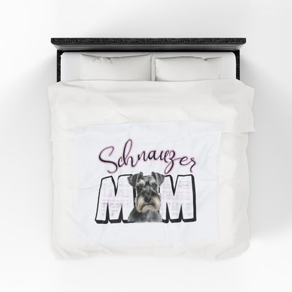 Schnauzer Mom Velveteen Plush Blanket, Cozy Dog Lover Gift, Soft Throw Blanket, Pet Lover Decor, Warm Home Accessory