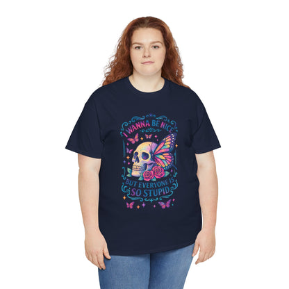 Colorful Skull & Butterfly Graphic Tee - Unique Gift for Halloween, Birthdays, Everyday Wear, Art Lovers, Funny Statement Shirt