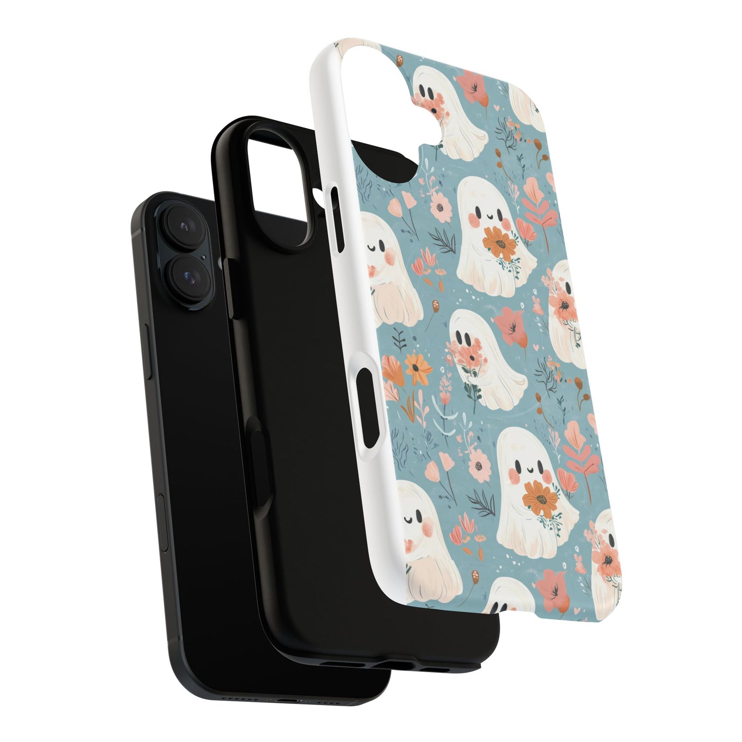 Cute Ghost Floral Magnetic Phone Case, Tough Phone Cover, Halloween Gift, Trendy Case for Kids, Unique Cell Phone Accessory