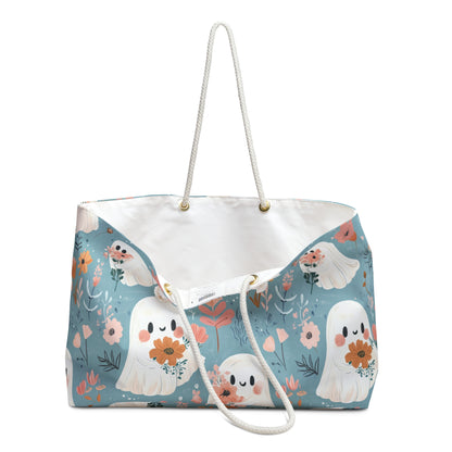 Flower Ghosts Weekender Bag | Cute Travel Tote, Overnight Bag, Beach Bag, Spacious Storage for Weekend Getaways, Perfect Gift