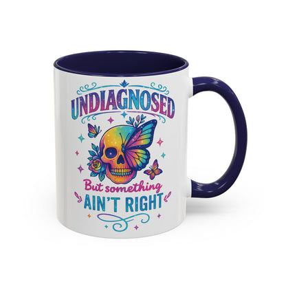 Undiagnosed Vibes Coffee Mug, Bohemian Coffee Cup, Unique Gift for Mental Health Awareness, Colorful Skull Design, Fun Drinking Mug