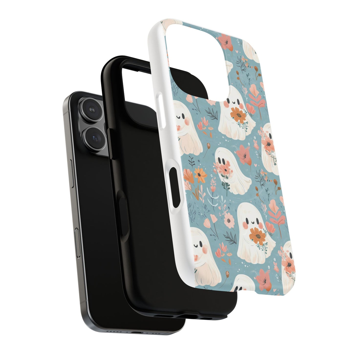 Cute Ghost Floral Magnetic Phone Case, Tough Phone Cover, Halloween Gift, Trendy Case for Kids, Unique Cell Phone Accessory