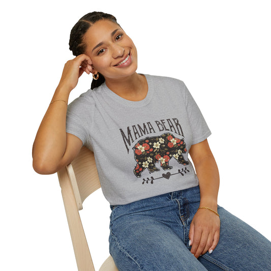 Floral Mama Bear T-Shirt, Cute Mom Gift, Women's Graphic Tees, Casual Wear, Mother's Day, Family Shirt, Nature Lover Tee
