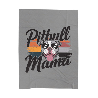 Cozy Pitbull Mama Plush Blanket, Pet Lover Gift, Home Decor, Birthday Present, Dog Themed Blanket, Warm Throw
