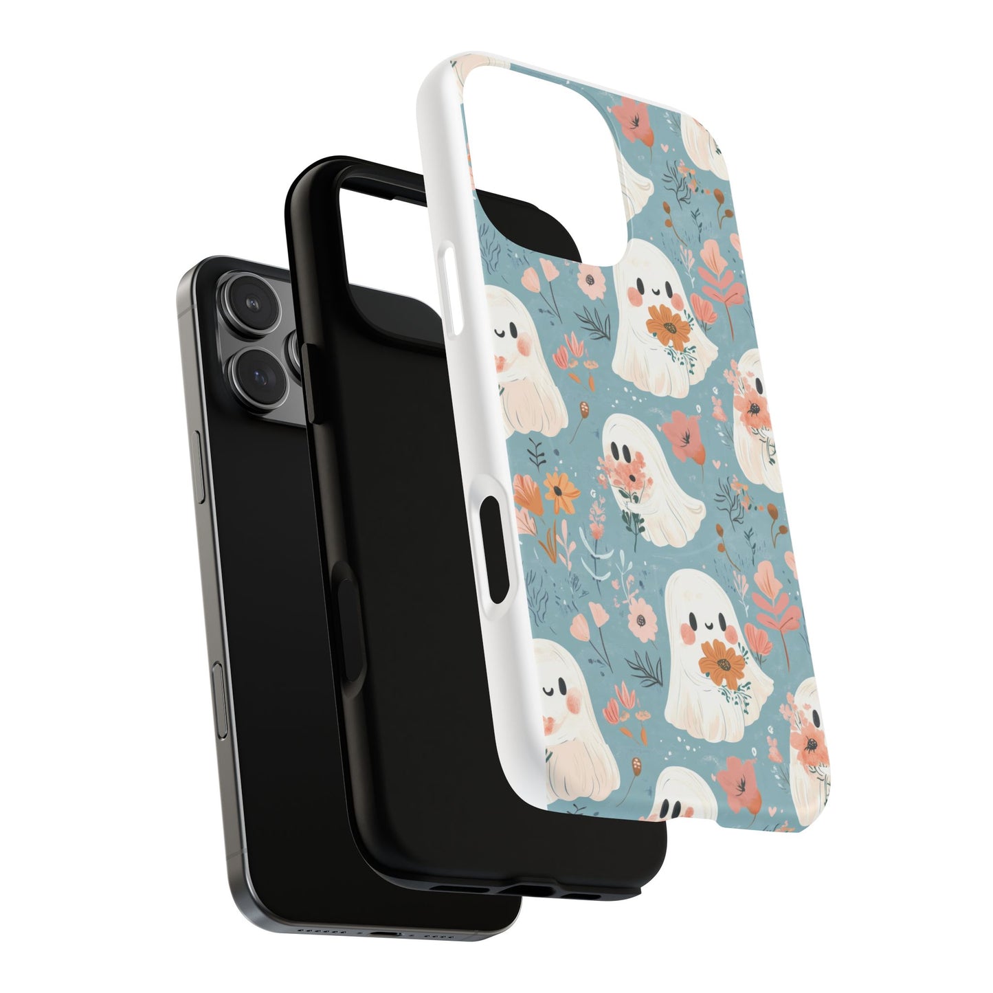 Cute Ghost Floral Magnetic Phone Case, Tough Phone Cover, Halloween Gift, Trendy Case for Kids, Unique Cell Phone Accessory