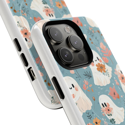Cute Ghost Floral Magnetic Phone Case, Tough Phone Cover, Halloween Gift, Trendy Case for Kids, Unique Cell Phone Accessory
