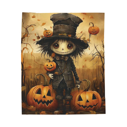 Halloween-Themed Velveteen Plush Blanket, Cozy Throw for Fall Nights, Pumpkin Decor, Scary Movie Nights, Gift for Horror Lovers
