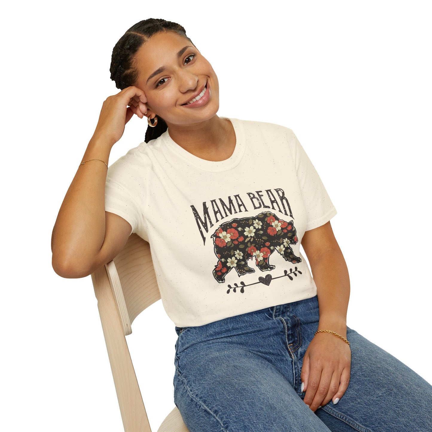 Floral Mama Bear T-Shirt, Cute Mom Gift, Women's Graphic Tees, Casual Wear, Mother's Day, Family Shirt, Nature Lover Tee
