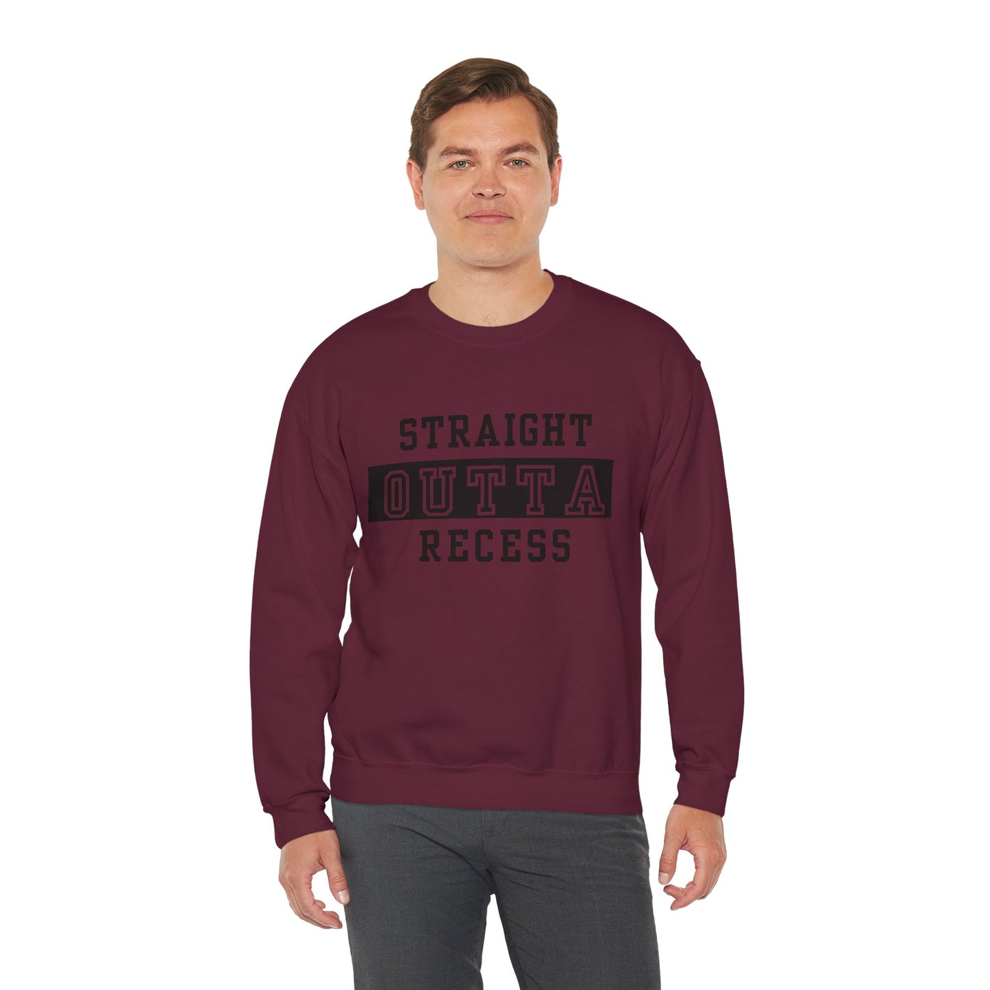 Unisex Sweatshirt - Straight Outta Recess, Comfy Crewneck, Perfect for Teachers, Students, Funny Gift Idea, Cozy Casual Wear, School Spirit