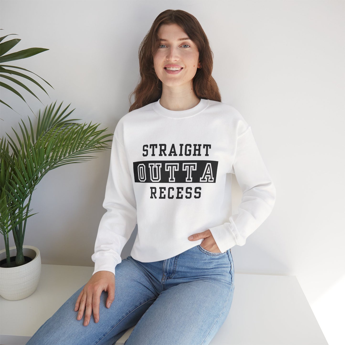 Unisex Sweatshirt - Straight Outta Recess, Comfy Crewneck, Perfect for Teachers, Students, Funny Gift Idea, Cozy Casual Wear, School Spirit