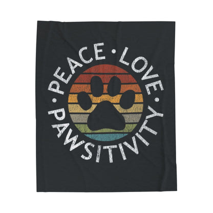 Cozy Pet-Themed Plush Blanket, Peace Love Pawsitivity Fleece Throw, Gift for Animal Lovers, Home Decor, Dog Lover Blanket, Snuggle Blanket