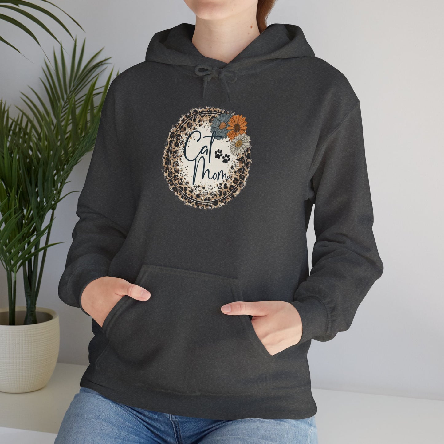 Cozy Floral Cat Mom Sweatshirt, Gift for Mom, Cute Hoodie, Spring Fashion, Relaxed Style, Mother's Day Gift, Casual Wear