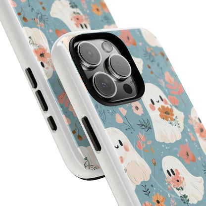 Cute Ghost Floral Magnetic Phone Case, Tough Phone Cover, Halloween Gift, Trendy Case for Kids, Unique Cell Phone Accessory