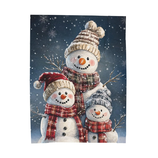 Cozy Snowman Velveteen Plush Blanket - Perfect for Winter Decor, Holiday Gift, Kids Blanket, Christmas, Family Gatherings
