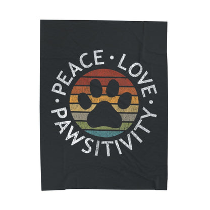 Cozy Pet-Themed Plush Blanket, Peace Love Pawsitivity Fleece Throw, Gift for Animal Lovers, Home Decor, Dog Lover Blanket, Snuggle Blanket