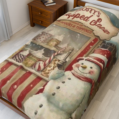 Cozy Holiday Snowman Plush Blanket, Christmas Throw Blanket, Winter Decor, Soft Fleece Blanket, Holiday Gift, Warm Blanket