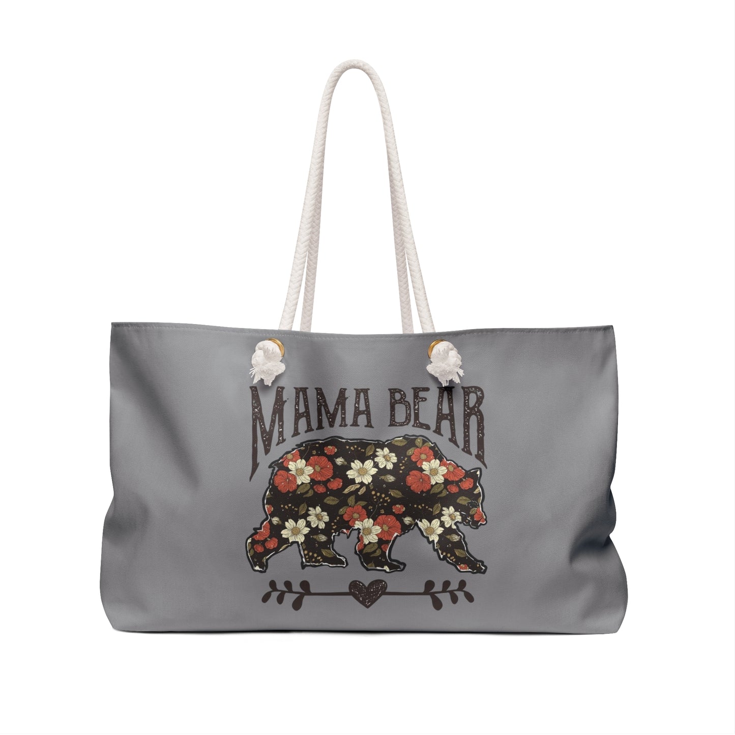 Floral Mama Bear Weekender Bag, Travel Tote, Overnight Bag, Perfect Gift for Mom, Stylish Weekend Getaway Essentials