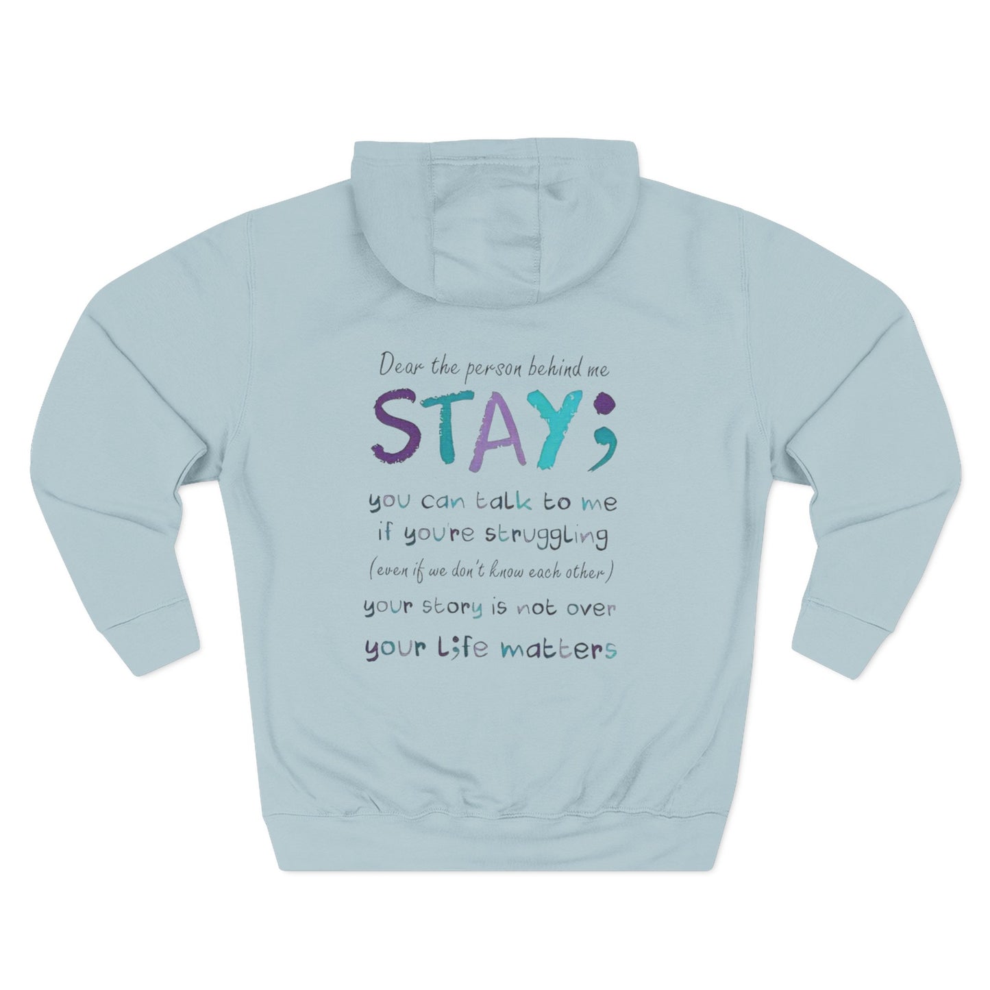 Comforting Message Fleece Hoodie - Stay, Mental Health Awareness, Gift for Friends, Cozy Layer, Inspirational Fashion