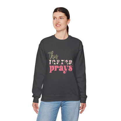 This Mama Prays Crewneck Sweatshirt, Cozy Mom Sweatshirt, Prayer Sweatshirt, Gift for Mom, Mother's Day Apparel, Unisex Sweatshirt