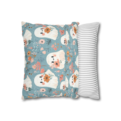 Cute Ghost Floral Pillowcase, Cozy Home Decor, Halloween Decor, Gift for Kids, Bedroom Accessories, Whimsical Cushion Cover