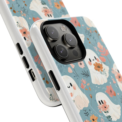 Cute Ghost Floral Magnetic Phone Case, Tough Phone Cover, Halloween Gift, Trendy Case for Kids, Unique Cell Phone Accessory