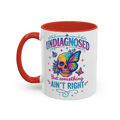Undiagnosed Vibes Coffee Mug, Bohemian Coffee Cup, Unique Gift for Mental Health Awareness, Colorful Skull Design, Fun Drinking Mug