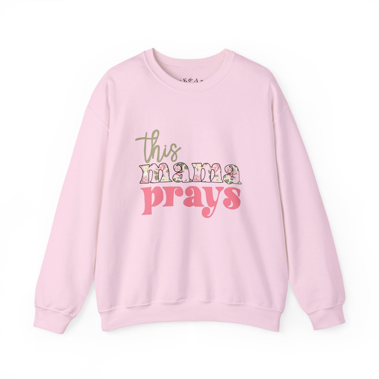 This Mama Prays Crewneck Sweatshirt, Cozy Mom Sweatshirt, Prayer Sweatshirt, Gift for Mom, Mother's Day Apparel, Unisex Sweatshirt