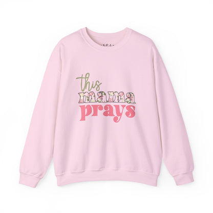This Mama Prays Crewneck Sweatshirt, Cozy Mom Sweatshirt, Prayer Sweatshirt, Gift for Mom, Mother's Day Apparel, Unisex Sweatshirt