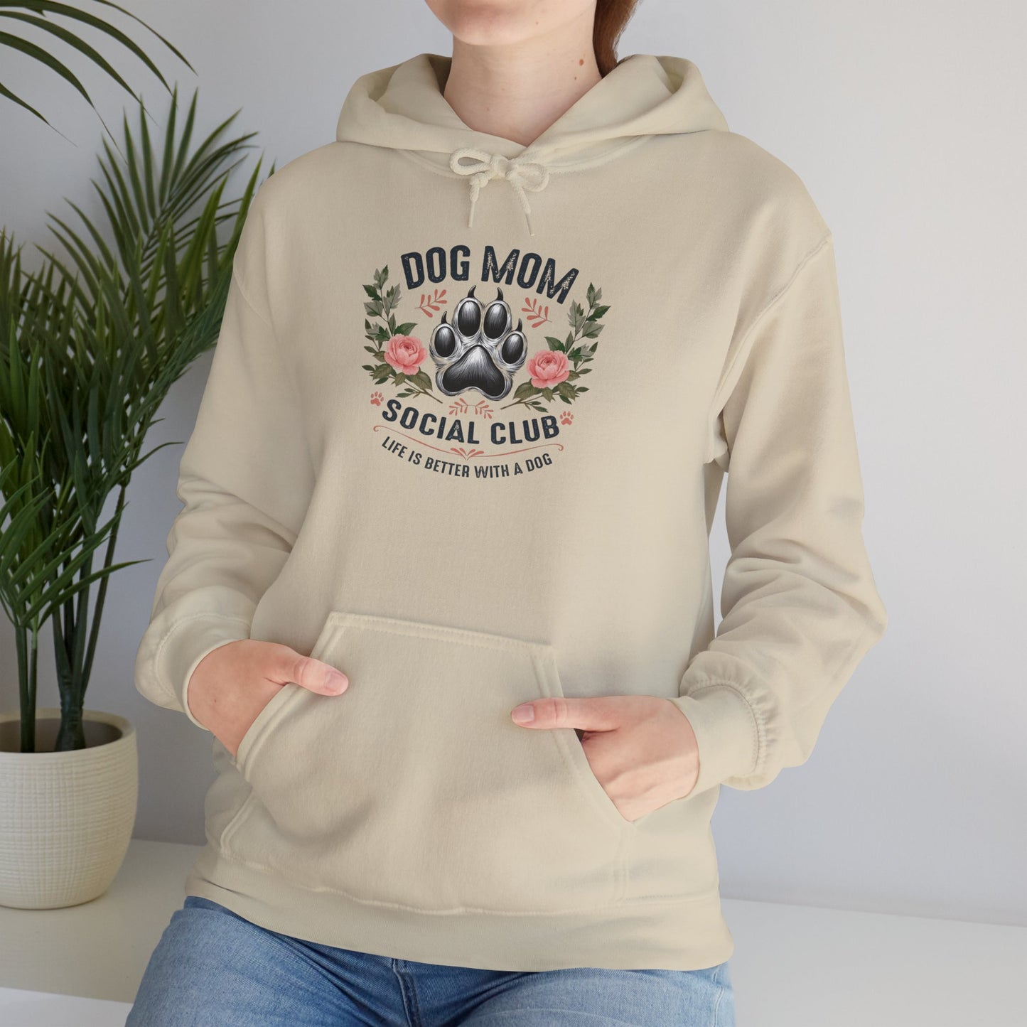Dog Mom Social Club Hoodie, Casual Sweatshirt for Dog Lovers, Gift for Pet Owners, Cozy Hoodie for Dog Moms, Perfect Dog Lover Gift