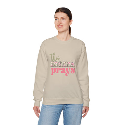 This Mama Prays Crewneck Sweatshirt, Cozy Mom Sweatshirt, Prayer Sweatshirt, Gift for Mom, Mother's Day Apparel, Unisex Sweatshirt