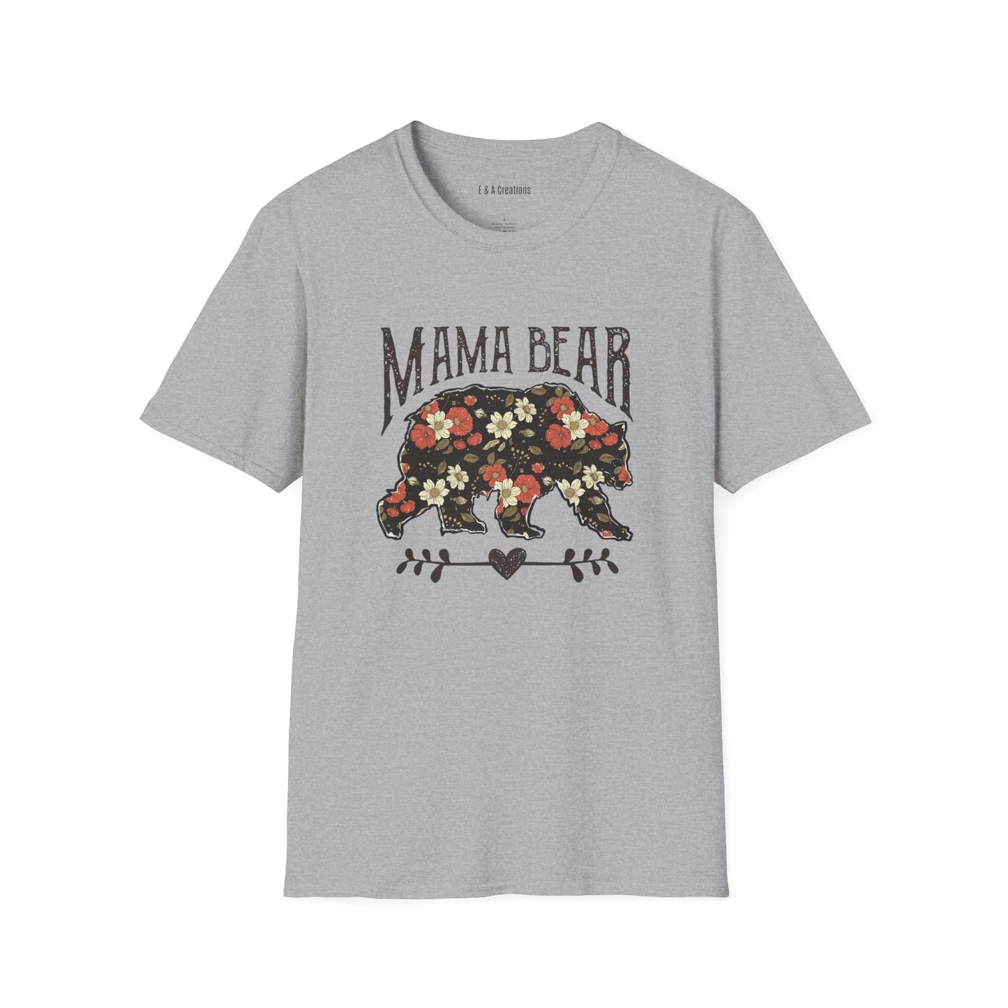 Floral Mama Bear T-Shirt, Cute Mom Gift, Women's Graphic Tees, Casual Wear, Mother's Day, Family Shirt, Nature Lover Tee