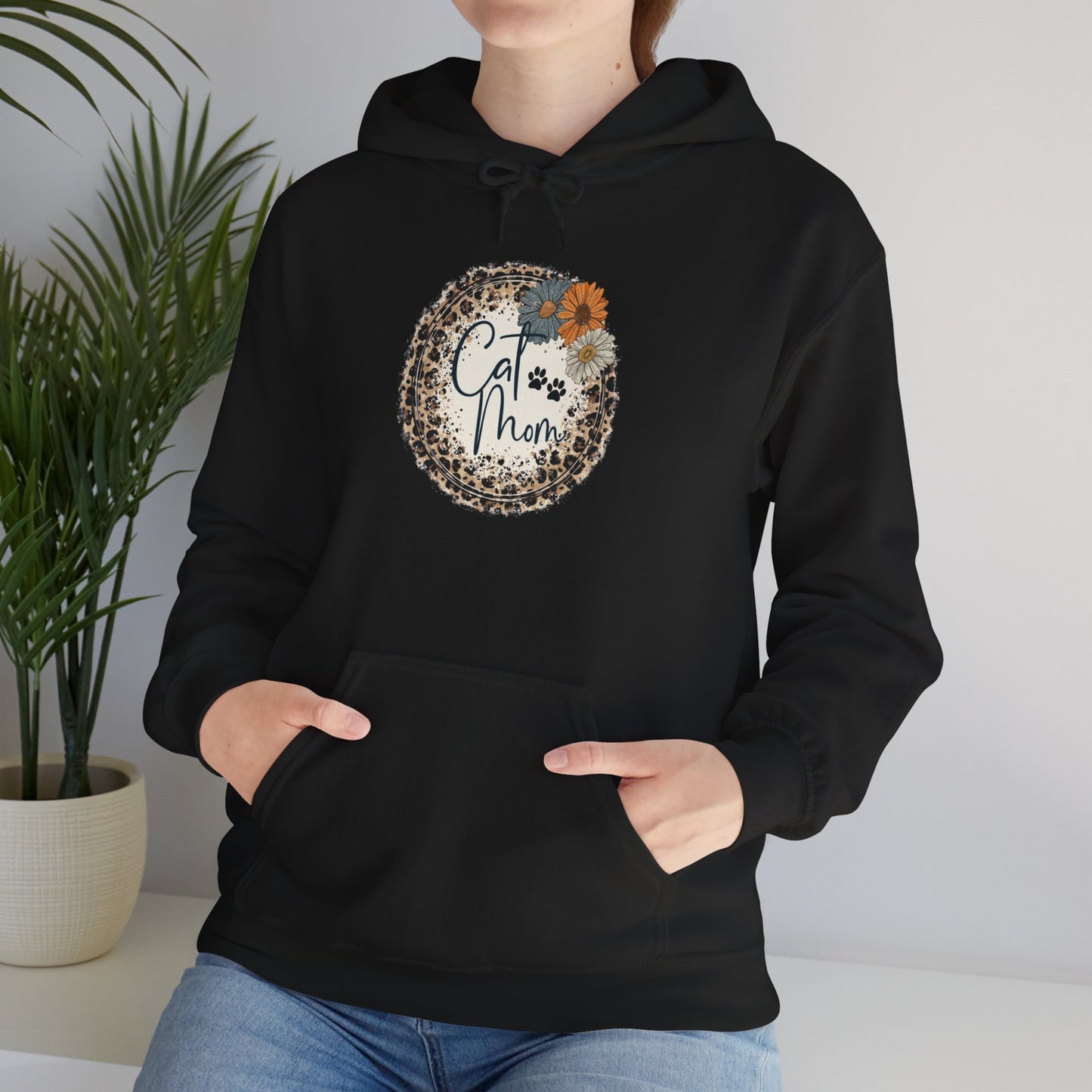 Cozy Floral Cat Mom Sweatshirt, Gift for Mom, Cute Hoodie, Spring Fashion, Relaxed Style, Mother's Day Gift, Casual Wear