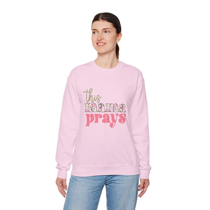 This Mama Prays Crewneck Sweatshirt, Cozy Mom Sweatshirt, Prayer Sweatshirt, Gift for Mom, Mother's Day Apparel, Unisex Sweatshirt