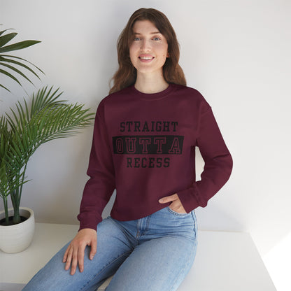 Unisex Sweatshirt - Straight Outta Recess, Comfy Crewneck, Perfect for Teachers, Students, Funny Gift Idea, Cozy Casual Wear, School Spirit