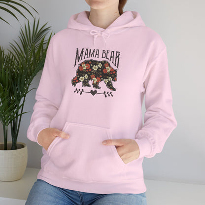 Floral Mama Bear Hoodie, Cozy Sweatshirt for Moms, Gift for Mother’s Day, Cute Casual Wear, Nature Themed Apparel