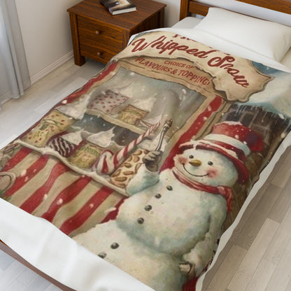 Cozy Holiday Snowman Plush Blanket, Christmas Throw Blanket, Winter Decor, Soft Fleece Blanket, Holiday Gift, Warm Blanket