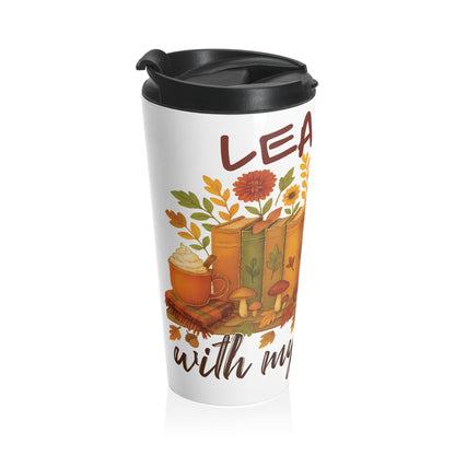 Autumn Vibes Travel Mug, Fall Coffee Cup, Insulated Travel Tumbler, Thanksgiving Gift, Book Lover Mug
