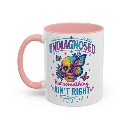 Undiagnosed Vibes Coffee Mug, Bohemian Coffee Cup, Unique Gift for Mental Health Awareness, Colorful Skull Design, Fun Drinking Mug