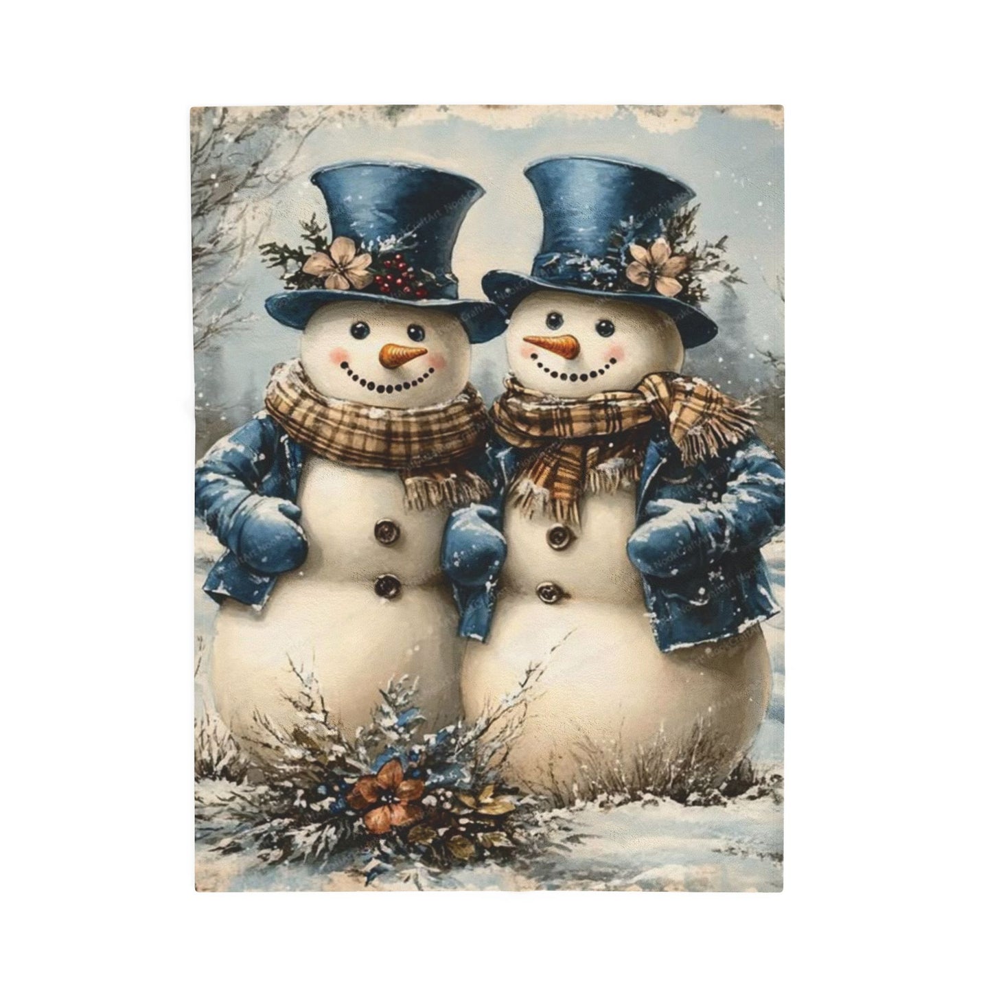 Snowman Themed Velveteen Plush Blanket, Cozy Winter Decor, Holiday Gift, Soft Throw, Perfect for Family, Christmas Decoration