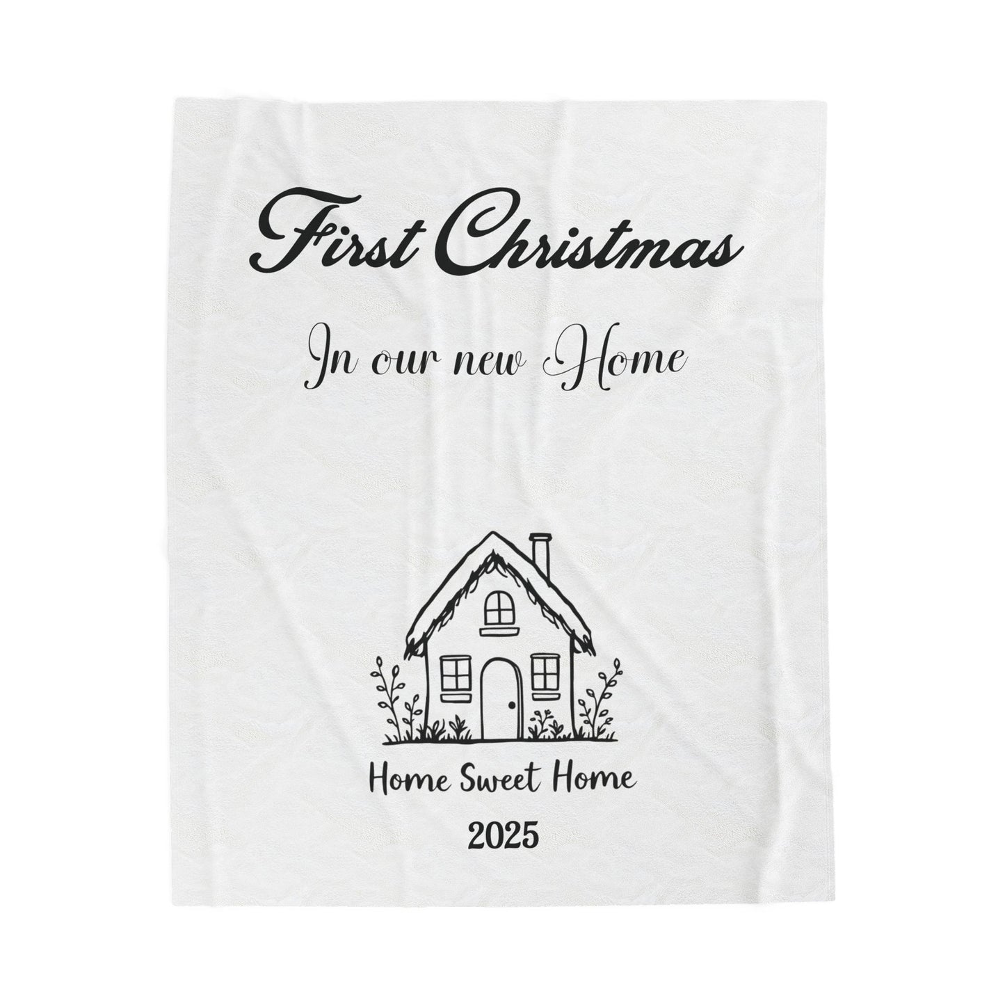 Personalized First Christmas In our new home Plush Blanket, Cozy Home Decor, New Home Gift, Holiday Gift, Warm Throw for Couples