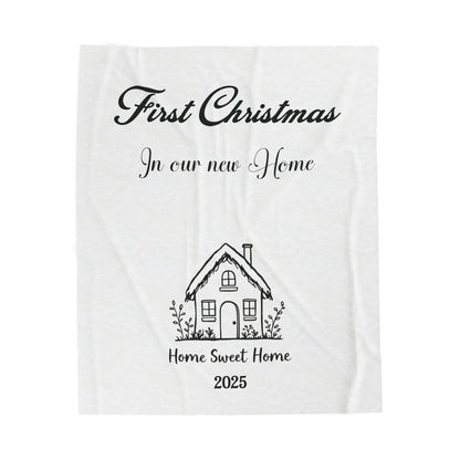 Personalized First Christmas In our new home Plush Blanket, Cozy Home Decor, New Home Gift, Holiday Gift, Warm Throw for Couples