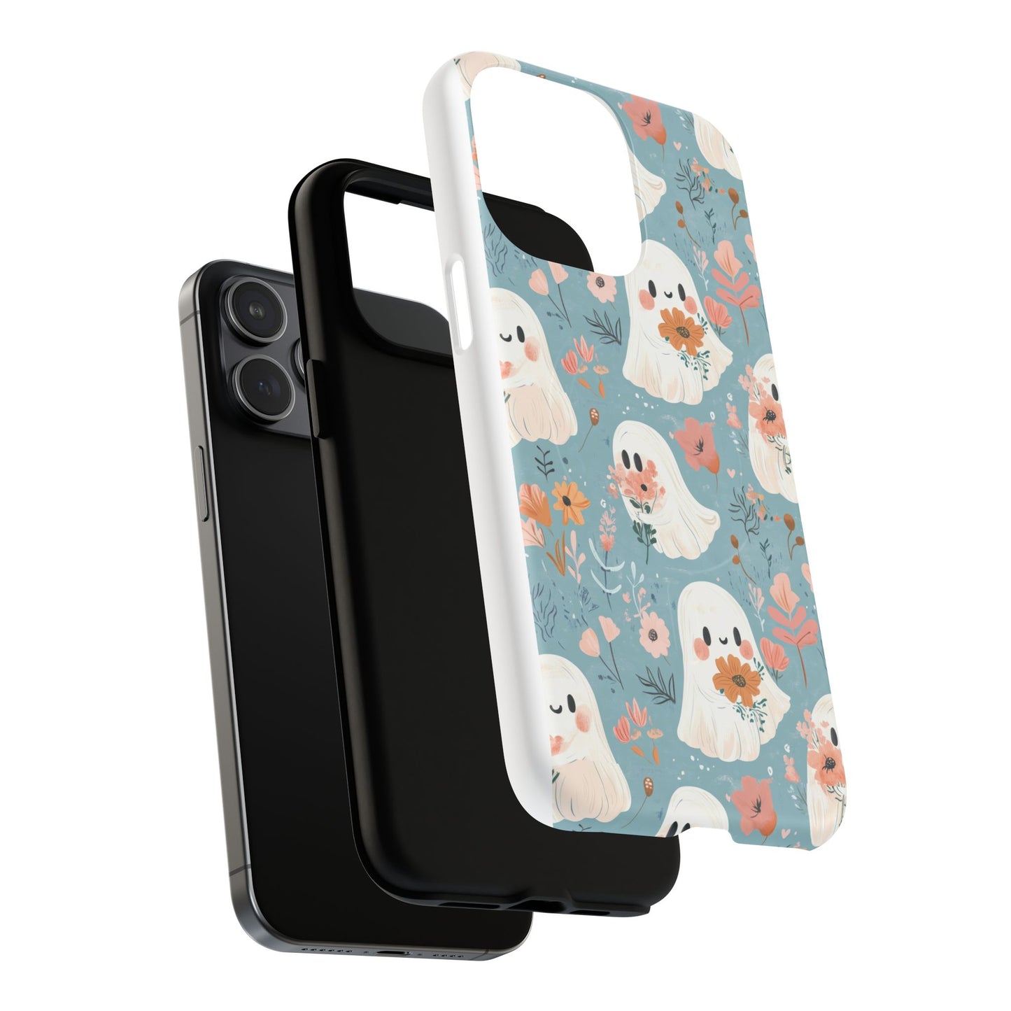 Cute Ghost Floral Magnetic Phone Case, Tough Phone Cover, Halloween Gift, Trendy Case for Kids, Unique Cell Phone Accessory