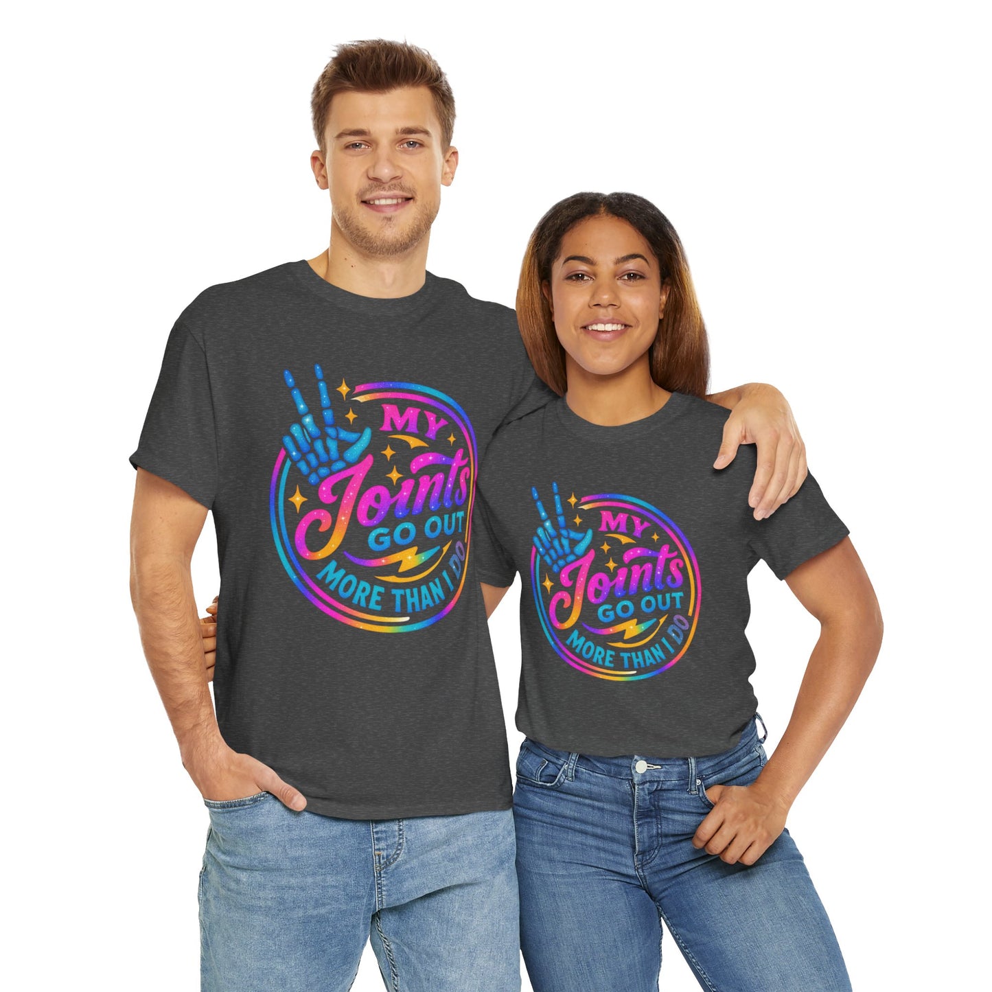 My Joints Go Out Unisex Heavy Cotton Tee, Humor Tee, Gift for Joint Pain Relief, Funny Tee for Seniors, Relaxed Fit, Wellness Gift