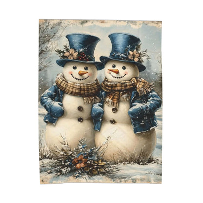 Snowman Themed Velveteen Plush Blanket, Cozy Winter Decor, Holiday Gift, Soft Throw, Perfect for Family, Christmas Decoration